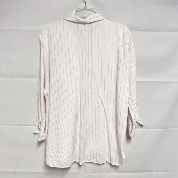 Zara Woman Striped Dolman Sleeve Metallic Shirt Size Medium - Picture 3 of 8